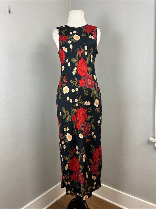 GAP Dresses & Skirts - Gap Floral High neck Satin Slip Dress Sz S Fairy Grunge Dark Romantic Y2K Sz S